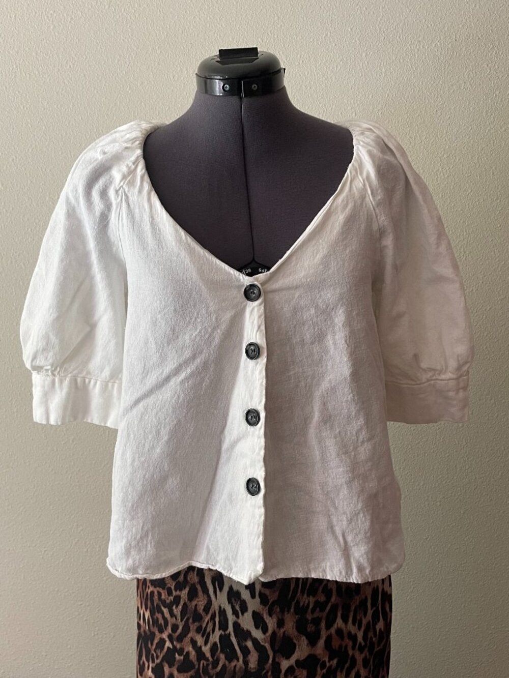 Zara white linen puff sleeve top cottage soft girl twee